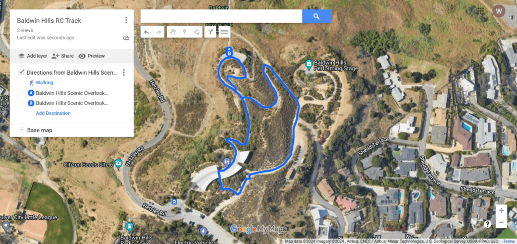 Baldwin Hills RC track on Google Maps