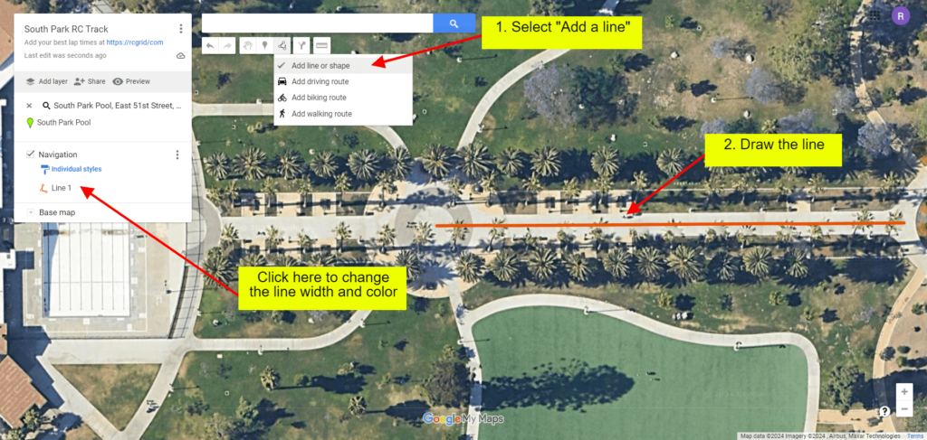 How to design an RC track using Google Maps