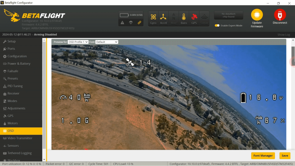 Betaflight OSD menu